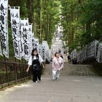 参道の石段を上る